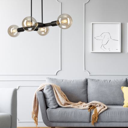 Candeeiro suspenso ASTRID 4xE27/60W/230V preto