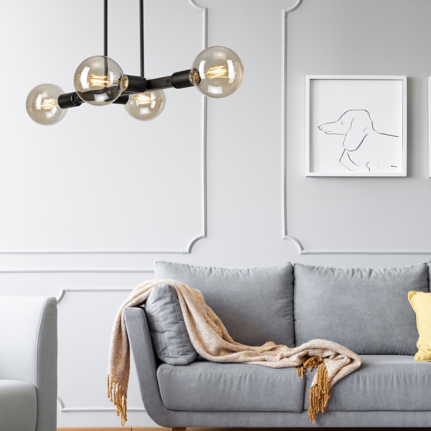 Candeeiro suspenso ASTRID 4xE27/60W/230V preto