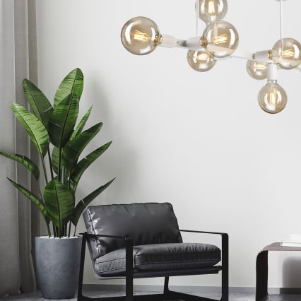 Candeeiro suspenso ASTRID 8xE27/60W/230V branco