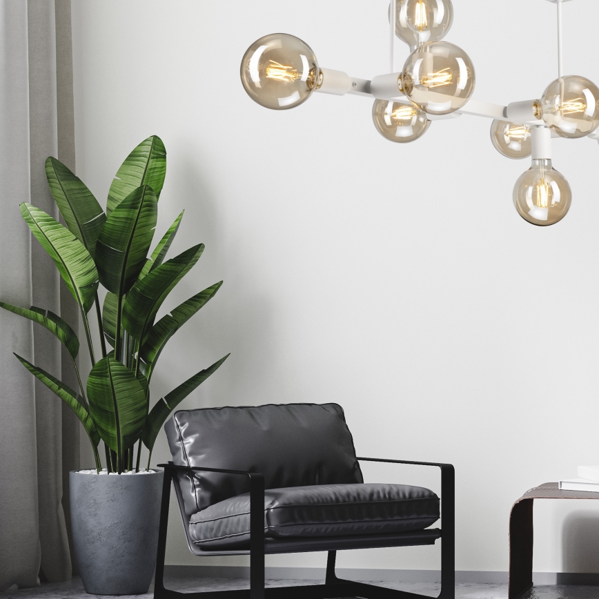 Candeeiro suspenso ASTRID 8xE27/60W/230V branco