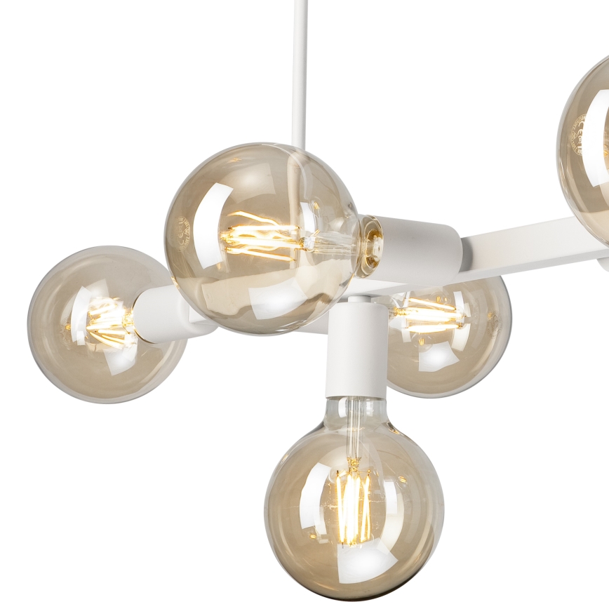 Candeeiro suspenso ASTRID 8xE27/60W/230V branco