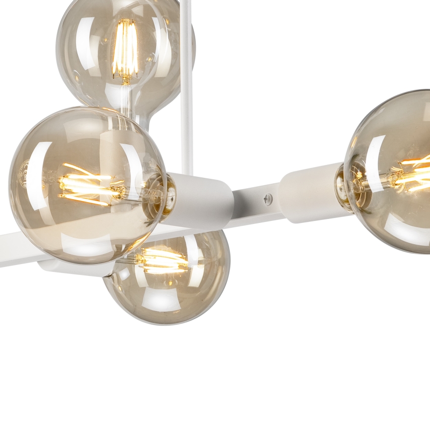 Candeeiro suspenso ASTRID 8xE27/60W/230V branco
