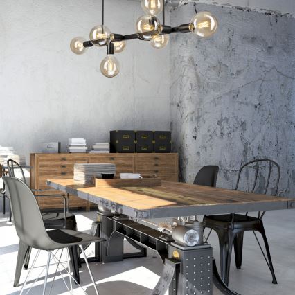 Candeeiro suspenso ASTRID 8xE27/60W/230V preto