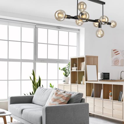 Candeeiro suspenso ASTRID 8xE27/60W/230V preto