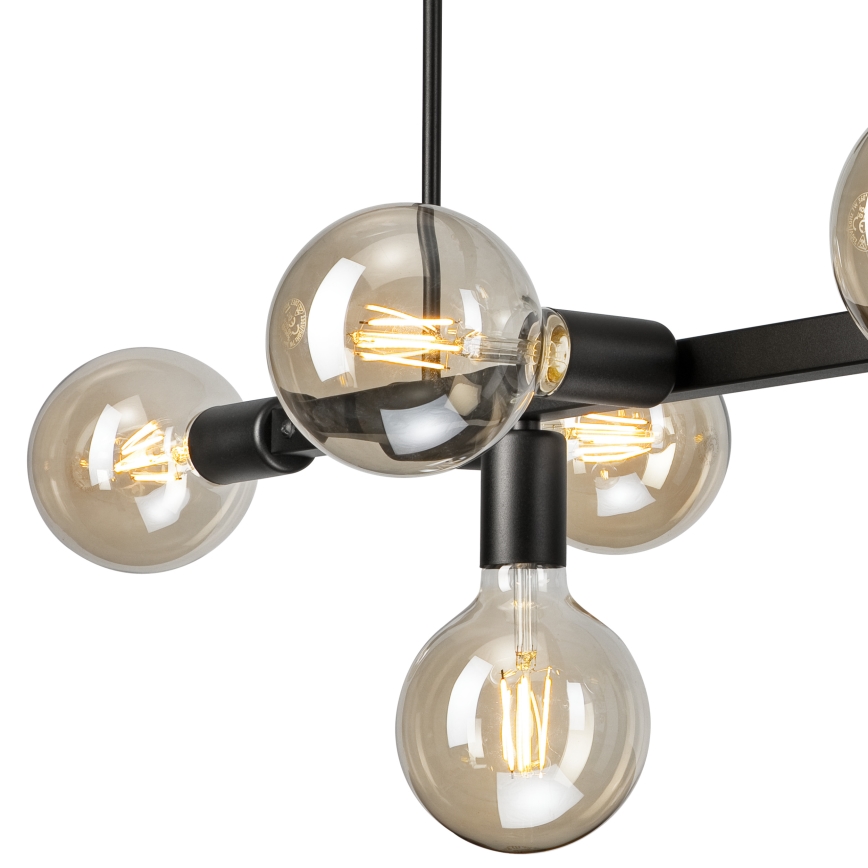 Candeeiro suspenso ASTRID 8xE27/60W/230V preto