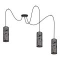 Candeeiro suspenso AVALO 3xE27/60W/230V aranha cinzento/preto