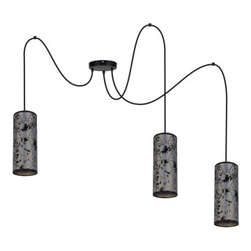 Candeeiro suspenso AVALO 3xE27/60W/230V aranha cinzento/preto