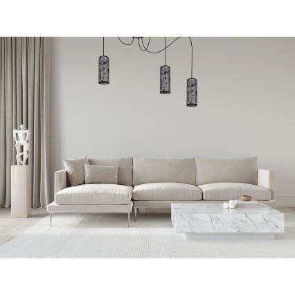 Candeeiro suspenso AVALO 3xE27/60W/230V aranha cinzento/preto