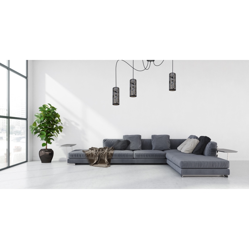 Candeeiro suspenso AVALO 3xE27/60W/230V aranha cinzento/preto
