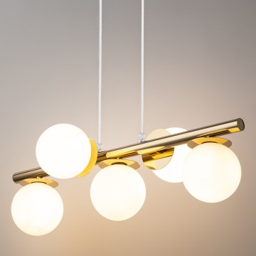 Candeeiro suspenso AVOLA 5xG9/12W/230V dourado