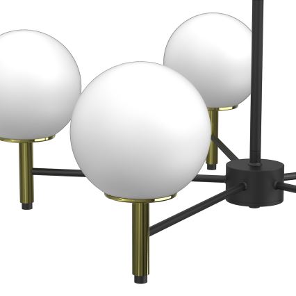 Candeeiro suspenso AWINION 6xE27/15W/230V branco/dourado/preto