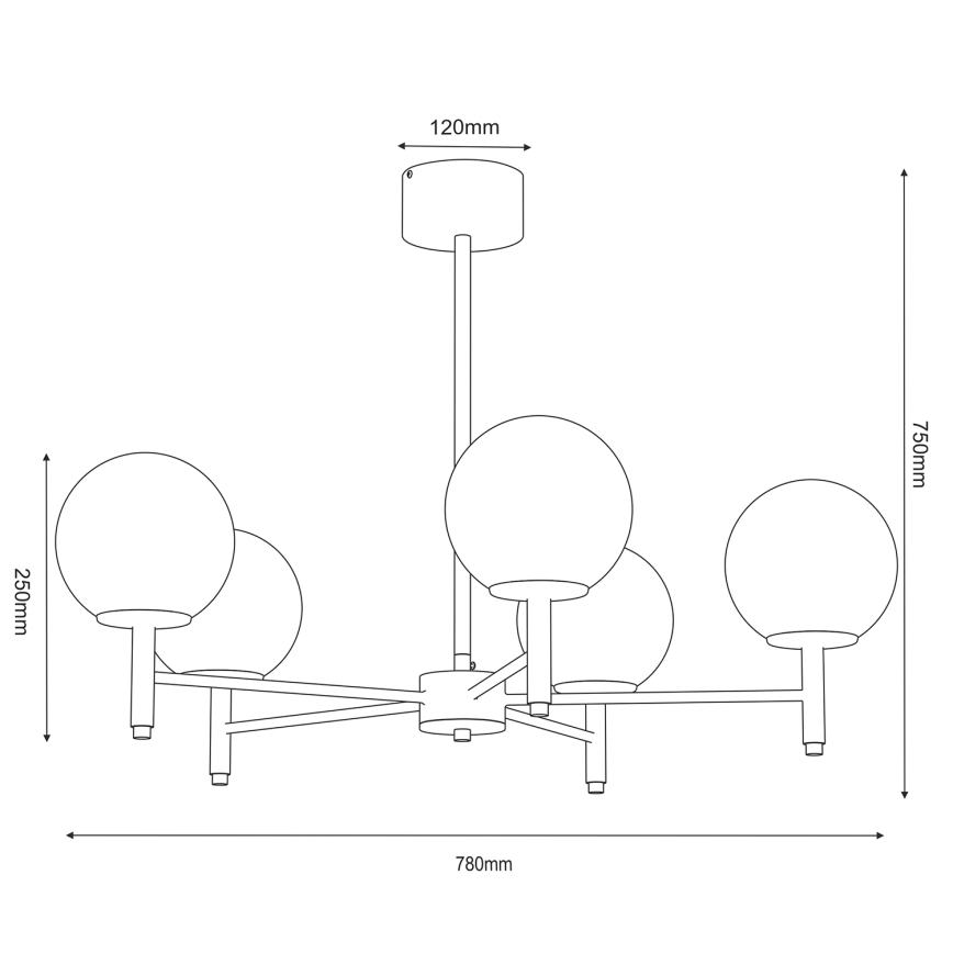 Candeeiro suspenso AWINION 6xE27/15W/230V branco/dourado/preto