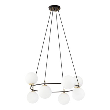 Candeeiro suspenso AZURA 8xE14/10W/230V preto/branco