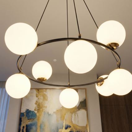 Candeeiro suspenso AZURA 8xE14/10W/230V preto/branco