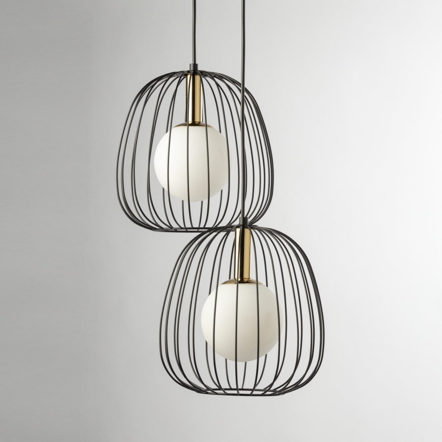 Candeeiro suspenso BELL 2xG9/12W/230V preto/dourado