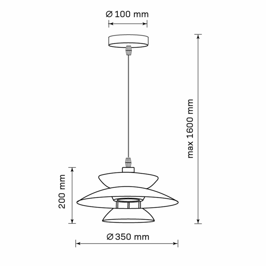 Candeeiro suspenso BERIT 1xE27/20W/230V preto