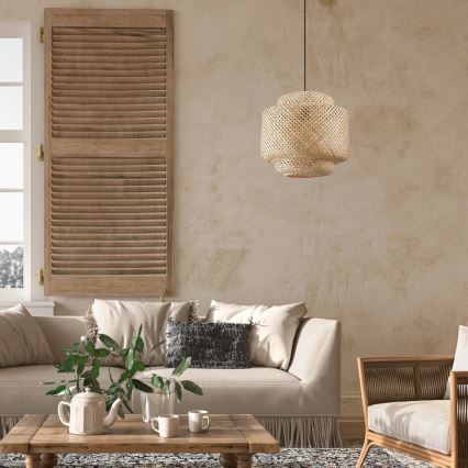 Candeeiro suspenso BERTA 1xE27/20W/230V diâmetro 40 cm bambu