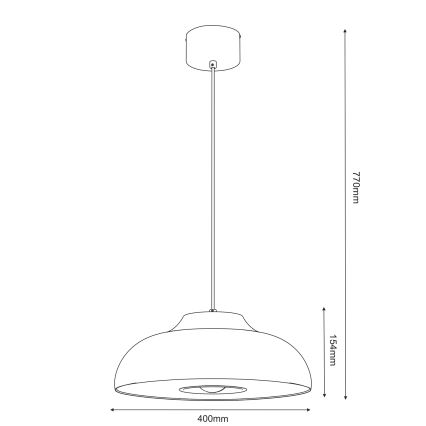 Candeeiro suspenso BILBAO 1xE27/15W/230V diâmetro 40 cm latão