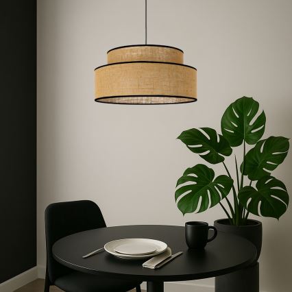 Candeeiro suspenso BOHO 1xE27/60W/230V diâmetro 40 cm bege