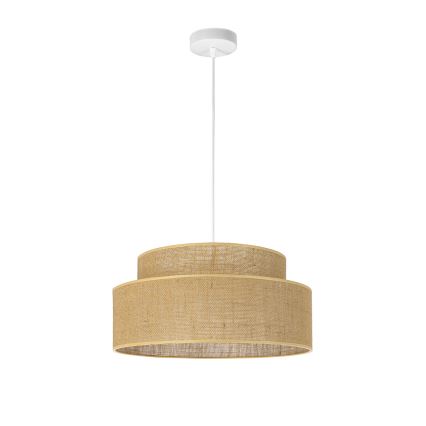 Candeeiro suspenso BOHO 1xE27/60W/230V diâmetro 40 cm bege