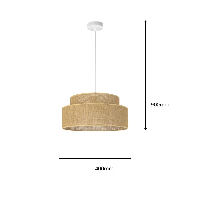 Candeeiro suspenso BOHO 1xE27/60W/230V diâmetro 40 cm bege