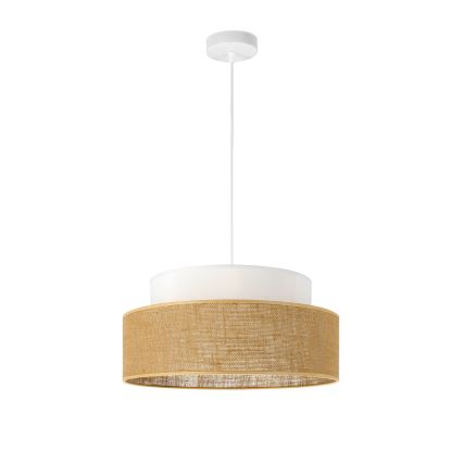 Candeeiro suspenso BOHO 1xE27/60W/230V diâmetro 40 cm branco/bege
