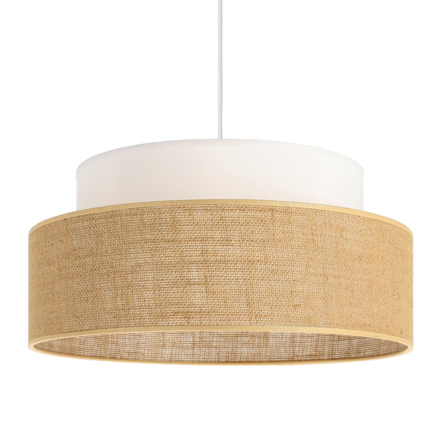 Candeeiro suspenso BOHO 1xE27/60W/230V diâmetro 40 cm branco/bege