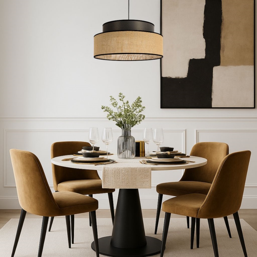 Candeeiro suspenso BOHO 1xE27/60W/230V diâmetro 40 cm castanho/bege