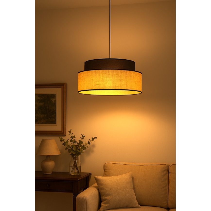 Candeeiro suspenso BOHO 1xE27/60W/230V diâmetro 40 cm castanho/bege