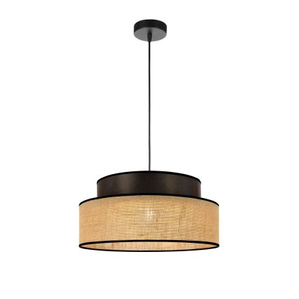 Candeeiro suspenso BOHO 1xE27/60W/230V diâmetro 40 cm castanho/bege