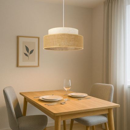 Candeeiro suspenso BOHO 1xE27/60W/230V diâmetro 40 cm creme/bege