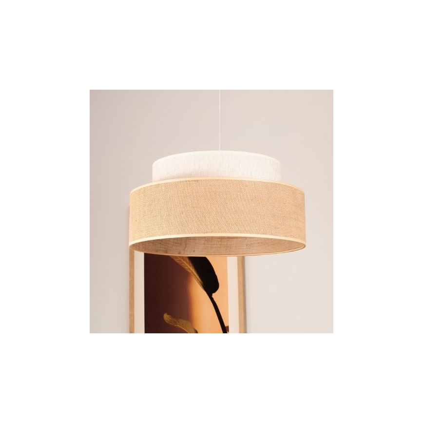 Candeeiro suspenso BOHO 1xE27/60W/230V diâmetro 40 cm creme/bege