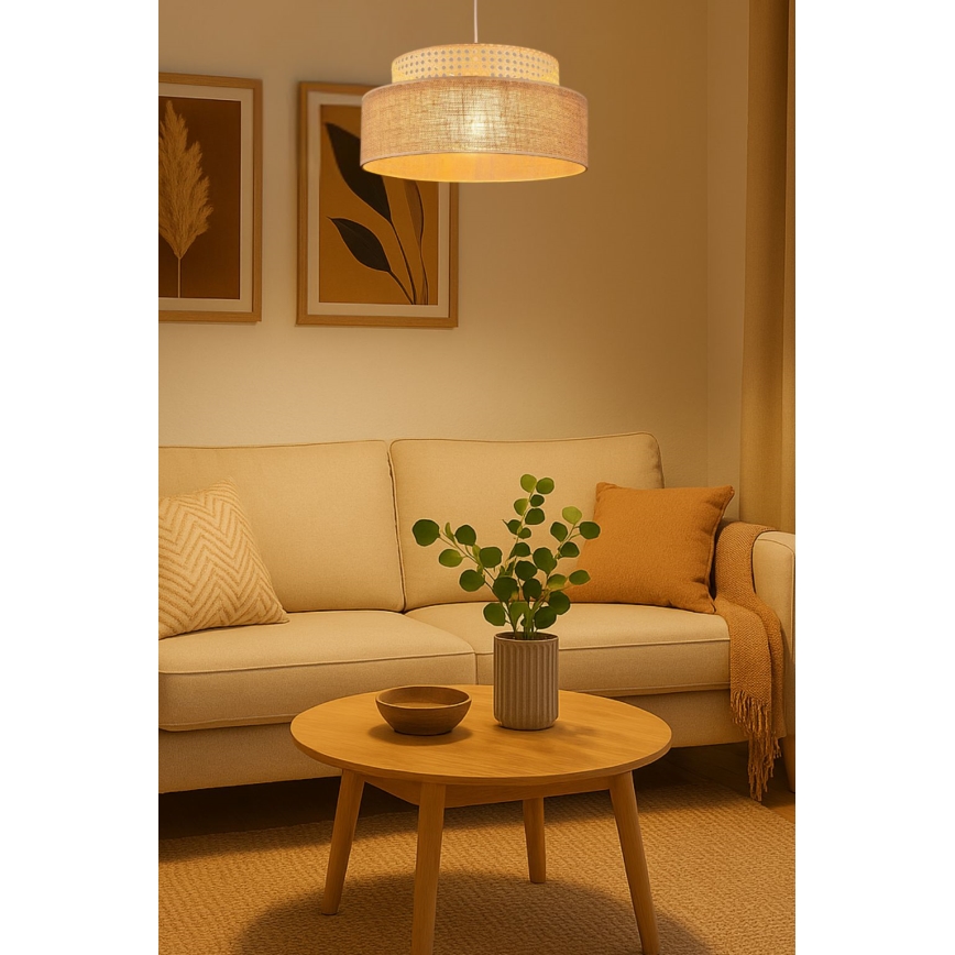 Candeeiro suspenso BOHO 1xE27/60W/230V diâmetro 40 cm vime