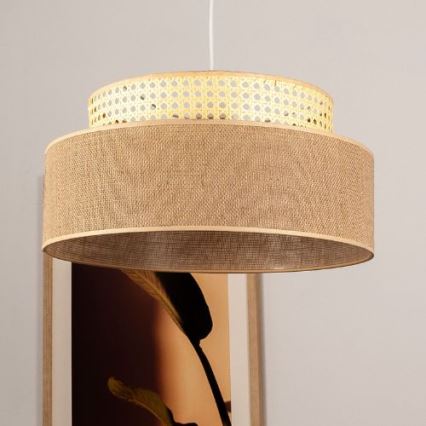 Candeeiro suspenso BOHO 1xE27/60W/230V diâmetro 40 cm vime