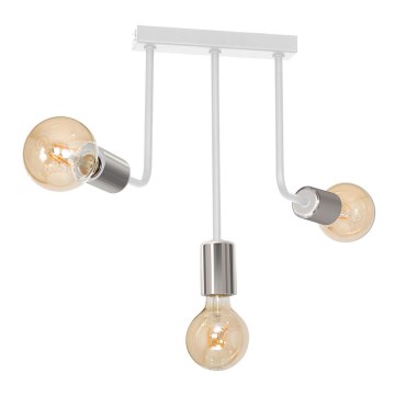 Candeeiro suspenso CANDELA 3xE27/15W/230V branco/cromado brilhante