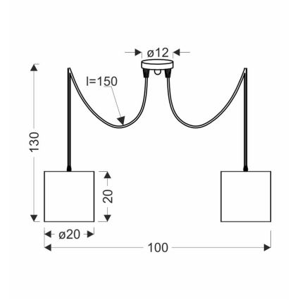 Candeeiro suspenso CANDIDA 2xE27/40W/230V aranha preto/cobre
