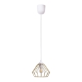 Candeeiro suspenso CEED GOLD 1xE27/60W/230V diâmetro 17,5 cm branco/dourado