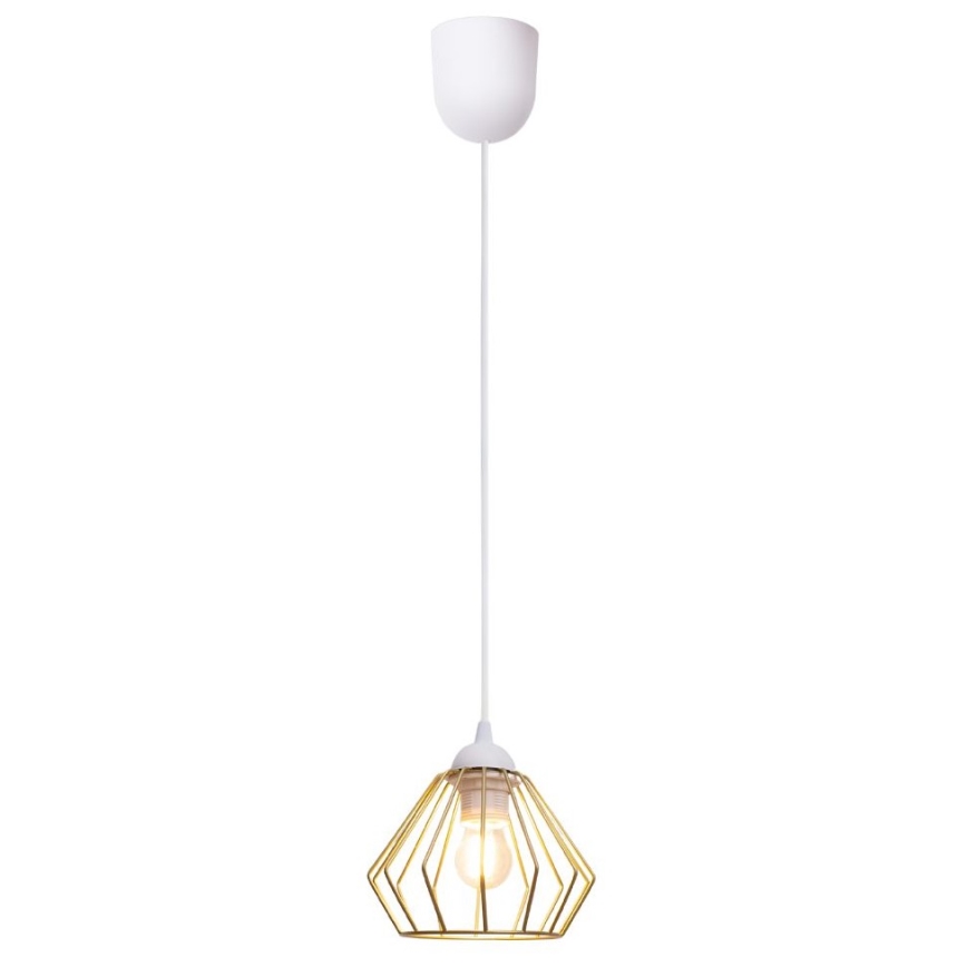 Candeeiro suspenso CEED GOLD 1xE27/60W/230V diâmetro 17,5 cm branco/dourado