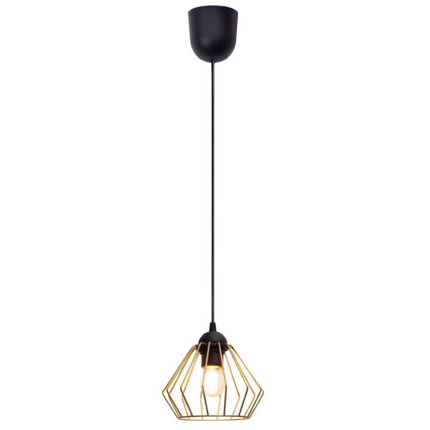 Candeeiro suspenso CEED GOLD 1xE27/60W/230V diâmetro 17,5 cm preto/dourado