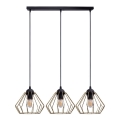 Candeeiro suspenso CEED GOLD 3xE27/60W/230V preto/dourado