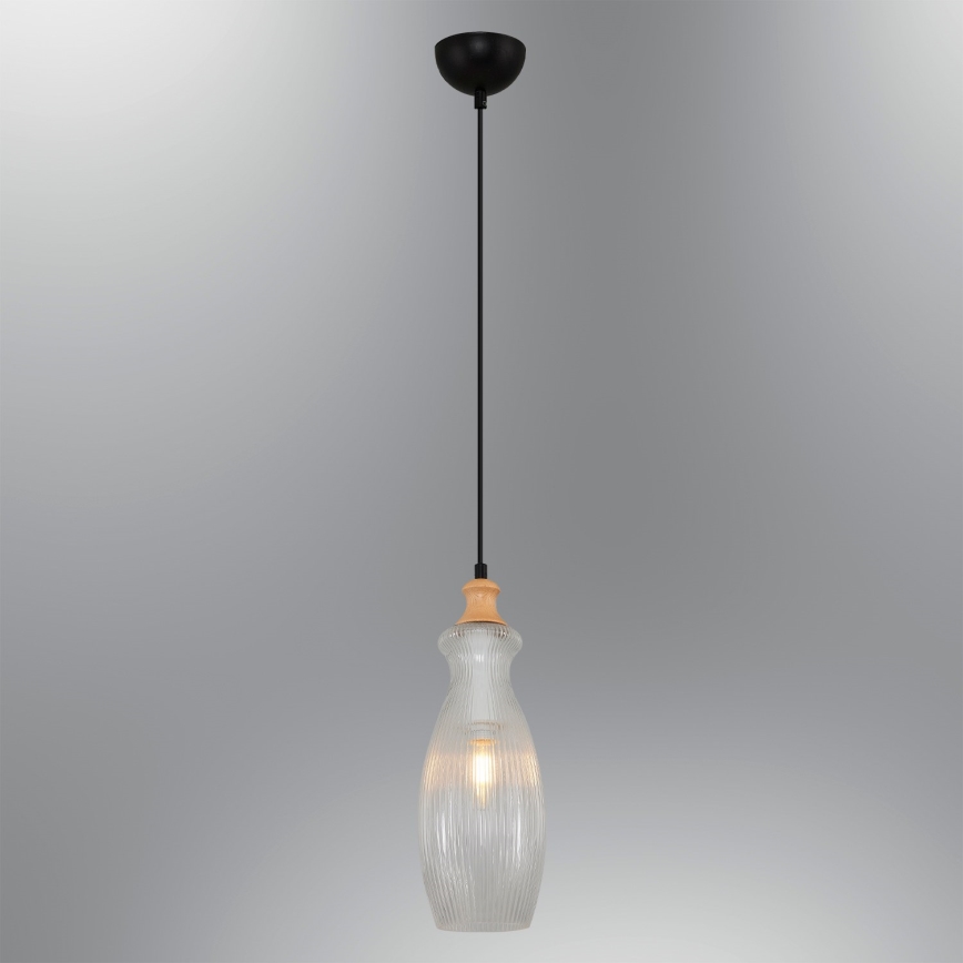 Candeeiro suspenso com cabo BOTTLE 1xE14/4W/230V transparente