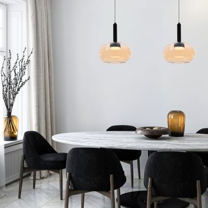 Candeeiro suspenso com cabo BUENO 1xGX53/9W/230V, diâmetro 25 cm, bege fumado