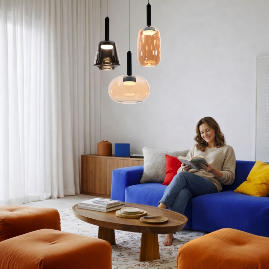 Candeeiro suspenso com cabo BUENO 1xGX53/9W/230V, diâmetro 25 cm, bege fumado