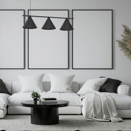 Candeeiro suspenso com cabo CAPITAL 3xGX53/15W/230V preto