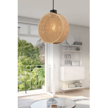 Candeeiro suspenso com cabo DRUM 1xE27/60W/230V castanho