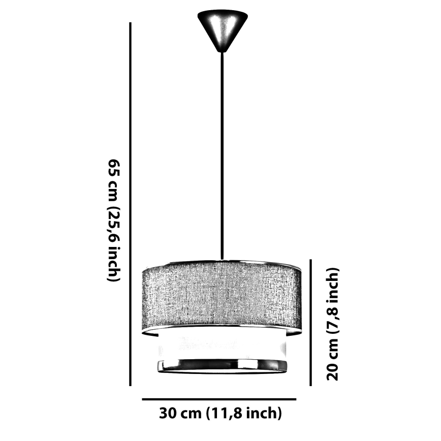Candeeiro suspenso com cabo ECHO 1xE27/60W/230V cinzento/preto