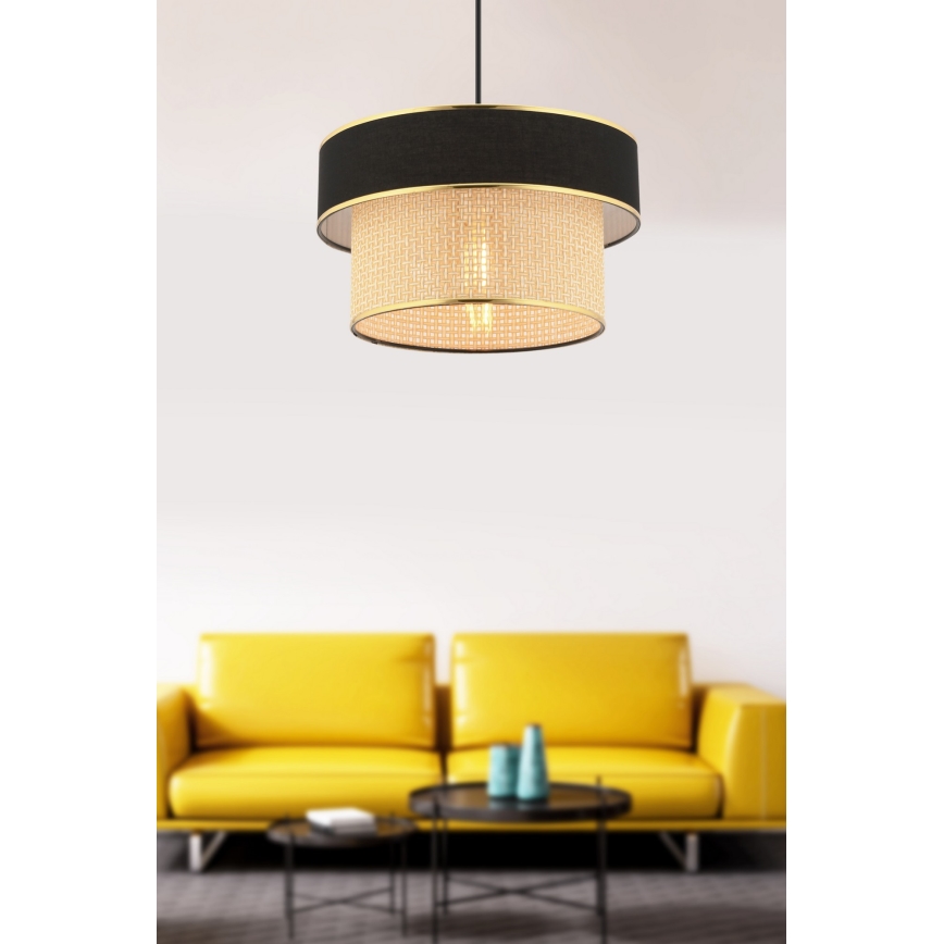 Candeeiro suspenso com cabo ERO 1xE27/60W/230V preto/bege