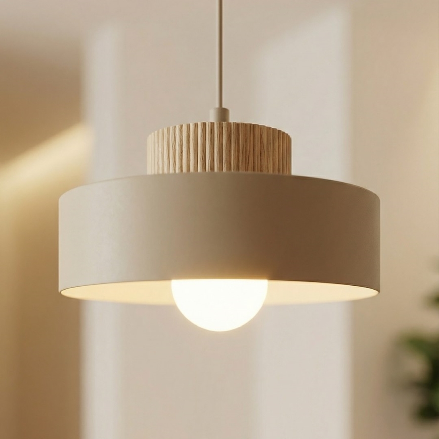 Candeeiro suspenso com cabo KIVI 1xE27/15W/230V bege