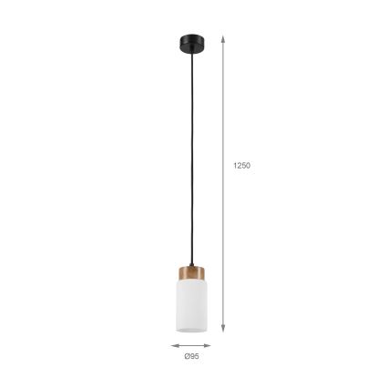 Candeeiro suspenso com cabo MARKUS 1xE27/15W/230V preto/carvalho