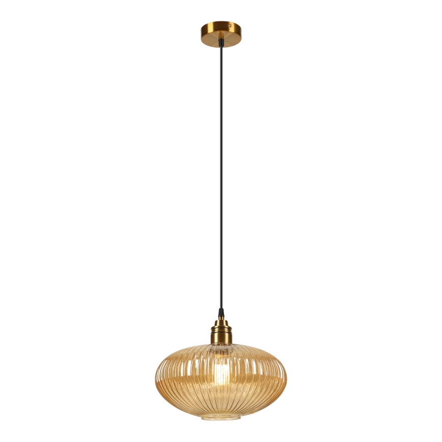 Candeeiro suspenso com cabo MILOU 1xE27/15W/230V dourado/bege fumê